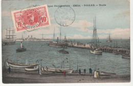Carte Sénégal / Dakar , La Rade Avec Bateaux, Oblitération Rufisque, 1910 - Senegal