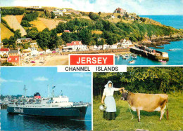 Animaux - Vaches - Jersey - Channel Islands - Multivues - Bateaux - Car Ferry Sealink - Carte Dentelée - CPSM Grand Form - Cows