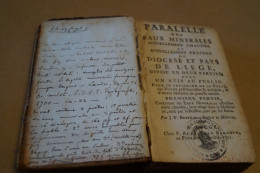 Liège Très RARE,Parallelle Des Eaux Minérales Et La Peste,1721,complet 164 Pages + 128 Pages,16 Cm. Sur 10 Cm. - Documenti Storici
