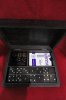 CAJA DE JUEGOS EN MINERAL Y PLATA - CON NAIPES DADOS Y DOMINO - Otros & Sin Clasificación