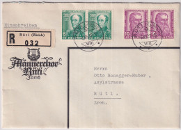 MiNr. 314 - 315 Schweiz 1937, 1. Dez. 25 Jahre Stiftung „Pro Juventute" - Portogerechter R-Brief Gelaufen In RÜTI (ZH) - Briefe U. Dokumente