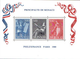 Monaco Bloc N** Yv:47 Mi:45 Philexfrance Paris Liberté Egalité Fraternité - Blocs
