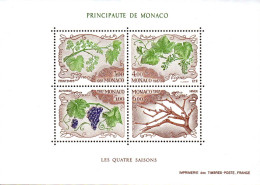 Monaco Bloc N** Yv:38 Mi:36 Les 4 Saisons De La Vigne - Blocs
