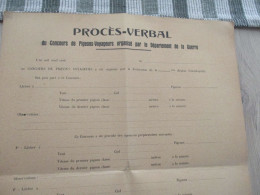Procès Verbal Vierge Du Concours De Pigeons Voyageurs Organisé Par Le Département De La Guerre - Documents