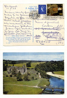 Timbre 4d Tableaux Britanniques + 1d La Reine Elizabeth II 1955 Sur CP Bolton Abbey - 1968 - Used Stamps