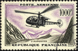 France Poste Aérienne 1957 Y&T N°PA37 Hélicoptère Alouette 1000f Obl. - 1927-1959 Gebraucht