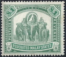 1907 Federated Malay States - SG 48 Elefanti 1$ MLH* - Other & Unclassified