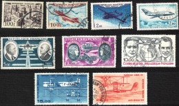 France Poste Aérienne 1949-85 Y&T N°PA24, PA30, PA31, PA42, PA46, PA47, PA55, PA57, PA58 Obl. - 1927-1959 Gebraucht