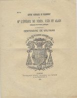 Lettre Pastorale De L'Evêque De Nimes Uzès Et Alais - N°21 - 1878 - 10 Pages  - Centenaire De Voltaire - Autres & Non Classés