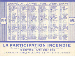 CALENDRIER 1928 #23383 LA PARTICIPATION COMPAGNIE D ASSURANCES CONTRE ACCIDENTS PARIS 75009 RUE DE LONDRES - Klein Formaat: 1921-40