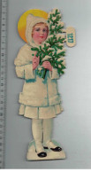 DECOUPIS Z&M JOLIE FILLETTE EN TENUE D HIVER AVEC SAPIN DE NOEL GAUFRE 26 X 9 CMS - Motif 'Noel'