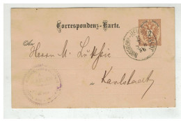 Autriche - Entier Postal 2 Kreuser De NUSSDORF à Destination De KARLSTADT KARLOVAC CROATIA 1886 - Autres & Non Classés