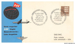 BR-BFP3-1137-TIMBRES - Kobenhavn-gronland-los Angeles - Fisrt Regular Sas Flight - 1954 - 1927-1959 Briefe & Dokumente