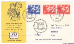 BR-BFP3-1134-TIMBRES - Stockholm-tokio - The Global Airlines - 1957 - 1927-1959 Briefe & Dokumente