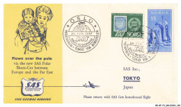 BR-BFP3-1133-TIMBRES - Kobenhavn-tokio - The Global Airlines - 1957 - 1927-1959 Brieven & Documenten