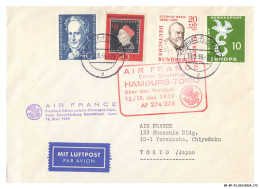 BR-BFP3-1128-TIMBRES - Hamburg-tokio - Air France - 1959 - 1927-1959 Brieven & Documenten