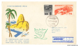 BR-BFP3-1126-TIMBRES - Tokyo-rio De Janeiro - Japan Air Lines - 1954 - 1927-1959 Brieven & Documenten