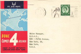 ROYAUME UNI #36387 BOAC FIRST FLIGHT LONDON NEW YORK USA 1958 - Covers & Documents