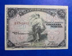 CLASICO ALEGORIAS BILLETE 50 PESETAS 1906 SPAIN BANKNOTE CIRCULATED  *COMPRAS MULTIPLES CONSULTAR* - 100 Pesetas