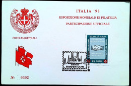MALTA 1998, MILITARY SERVICE,  FLAG, LIMITED ISSUE, ITALY-98,  WORLD PHILATELIC EXHIBITION. - Enveloppes