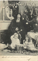 Joyeux Noel Père Noel Sapin Décoré  Garçonnet Et Fillette Jouant Du Tambour Pionnière RV - Santa Claus