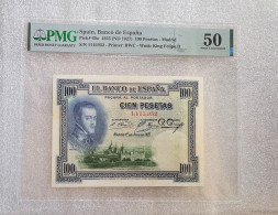 P.69a SIN SERIE ** BILLETE 100 PESETAS 1925 PMG 50 ABOUT UNC SPAIN BANKNOTE *COMPRAS MULTIPLES CONSULTAR* - 100 Pesetas