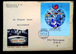 HUNGARY 1988, SUMMER OLYMPIC GAME SEOUL, BLOCK, M/SHEET, BADMINTON  DUNAFOLDVAR CITY CANCEL. - Briefe U. Dokumente