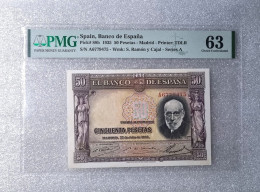 P.88b SERIE A** SPAIN BANKNOTE 50 PESETAS 1935 PMG 63 CHOICE UNCIRCULATED BILLETE ESPAÑA *COMPRAS MULTIPLES CONSULTAR* - 50 Pesetas
