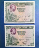 SPAIN BANKNOTE LOT 500 PESETAS 1928 AUNC++ / EBC+ PAREJA BILLETE ESPAÑA  *COMPRAS MULTIPLES CONSULTA - 500 Pesetas