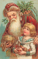 JOYEUX NOËL -  Père Noël Et Enfant, Carte Gaufrée. - Santa Claus
