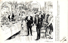 Belle Illustration Signée Carte 1903 Visite Of The French Président Loubet : The State Banquet At Buckingham Palace - Autres & Non Classés