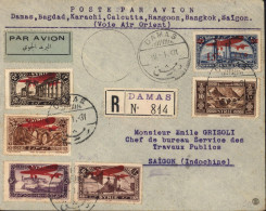 Syrie Par Avion Damas Bagdad Karachi Calcutta Rangoon Bangkok Saïgon Voie Air Orient Recommandé Damas - Poste Aérienne