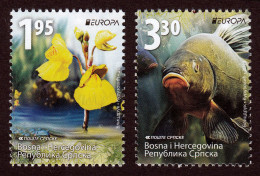 Bosnia Serbia 2024 Europa CEPT Underwater Fauna & Flora Fishes Tench Tinca Tinca Linnaeus Flowers Utricularia Set MNH - Bosnie-Herzegovine