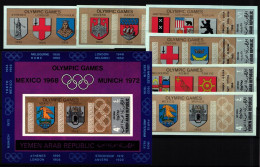 Jemen Arab. Republik Block 84 + 832-837 B Postfrisch Olympische Spiele #NW437 - Yémen