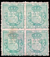 Cuba Esp. - Edi (*) Telégrafos 54 Bl. 4 - 1881 - Escudo De España - 60 Cts. - Kuba (1874-1898)