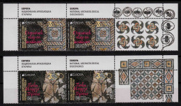 Bosnia Serbia 2025 Europa CEPT Archaeologiy Roman Municipum Skelani Mosaik 2 Sets With Label In Strip MNH - Bosnie-Herzegovine