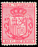 Cuba Esp. - Edi ** Telégrafos 84 - 1896 - Escudo De España - 40 Cts. - Kuba (1874-1898)