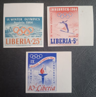 LIBERIA - Série De 3 Timbres Non Dentelés - JO D'hiver 1964 - TTB - Liberia