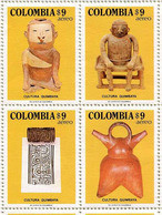 Lote 1526-8, Colombia,1981, Sello, Stamp, Cultura Quimbaya, 4 V, Indigenous Indian Handicrafts - Colombie