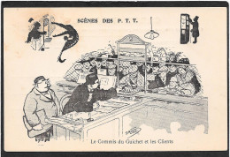 SCENES DES P.T.T. - Le Commis Du Guichet Et Les Clients - Post & Briefboten