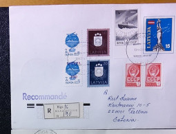 Latvia Lettland 1991 Mixed Franking Cover, Pair With And Without Overprint - Lettonie
