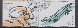 Aserbaidschan MiNr. 1624-1625D Europa 2021 Gefährdete Wildtiere (Zdr.) - Azerbaïdjan