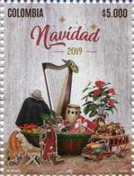 Lote 2019-31, Colombia, 2019, Sello, Stamp, Navidad, Christmas, Music, Flower, Car - Colombie