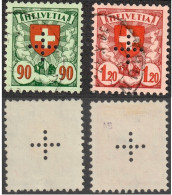 Schweiz Suisse 1935: OFFICIEL II N° 14+16 "Kreuz-Lochung / Perforation En Croix" Mit Stempel THUN 30.X.37 (Zu CHF 39.00) - Dienstmarken