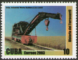 CUBA Sello Mint HISTORIA DEL FERROCARRIL CUBANO Y GRÚA INDUSTRIAL WORKS BULIDERS U.S.A. 1920 Año 2003 - Ungebraucht