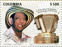 Lote 2019-4, Colombia, 2019, Sello, Stamp, Gilberto Alejandro Durán Díaz, Music, Accordion - Colombie