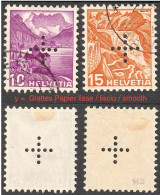 Schweiz Suisse 1937: OFFICIEL II N° 21y+22y "Kreuz-Lochung / Perforation En Croix" Mit Stempel BERN (Zu CHF 58.00) - Dienstmarken