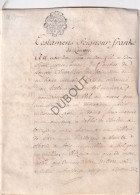 Manuscrit France: Département De Bar Testament Seigneur Franke De Louwy Toul 1783  (V3810) - Manuscripts