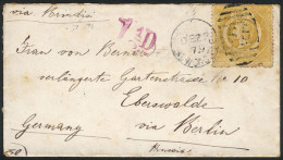 Delcampe - AUSTRALIA: Cover Sent From NEWCASTLE To Germany On 22/DE/1879, Franked With 8p. Yellow (Sc.58) With "55" Numeral Duplex  - Sonstige & Ohne Zuordnung