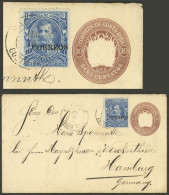 COSTA RICA: VERY RARE COVER: Yvert 30A, 1889 Provisional Of 10c. On A 10c. Stationery Envelope, Sent From San José To Ge - Costa Rica